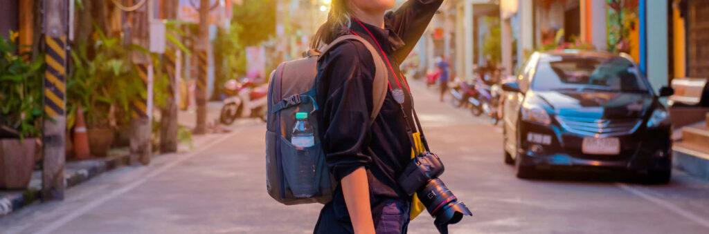 travel backpacks - girl with backpack