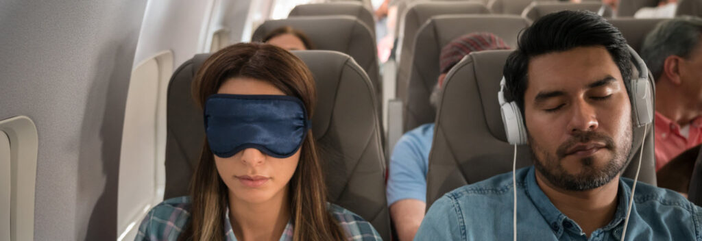 must haves for flying - eye covers and headphones