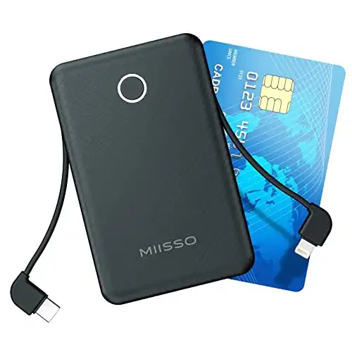 Misso 6000mah Ultra Slim Built in Cables Power Bank