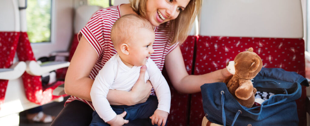 portable diaper bags - baby on bus