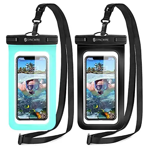 𝐒𝐲𝐧𝐜𝐰𝐢𝐫𝐞 Waterproof Phone Pouch [2-Pack] - Universal IPX8 Waterproof Phone Case Dry Bag with Lanyard for iPhone 14/13/12/11 Pro XS MAX XR X 8 7 6 Samsung S22 S20 and More Up to...