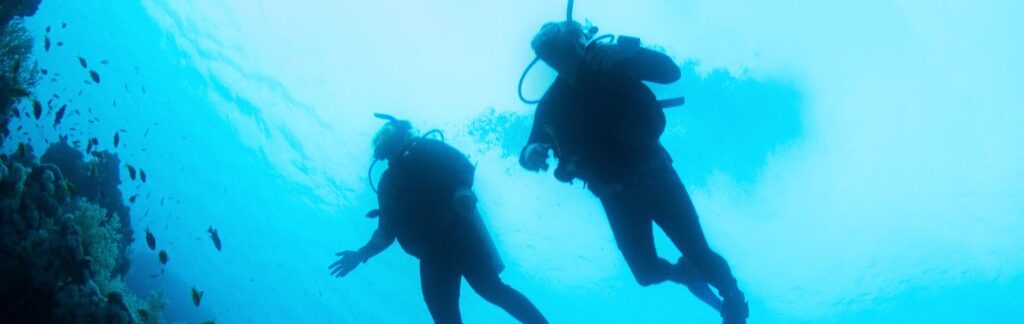 Scuba Diving Spots in Bali - two men scuba diving