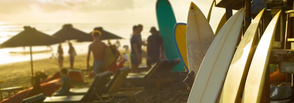 Canggu vs Ubud - Surfboards on Canggu beach