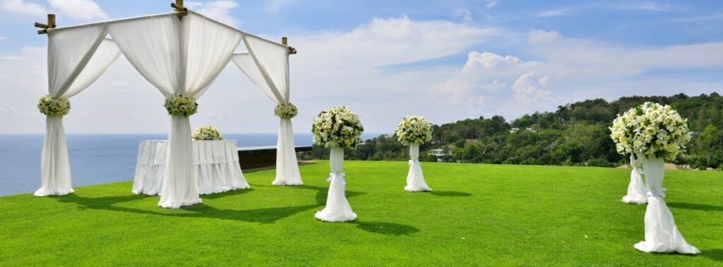 best destinations for a phuket wedding - wedding setup on Phuket cliff