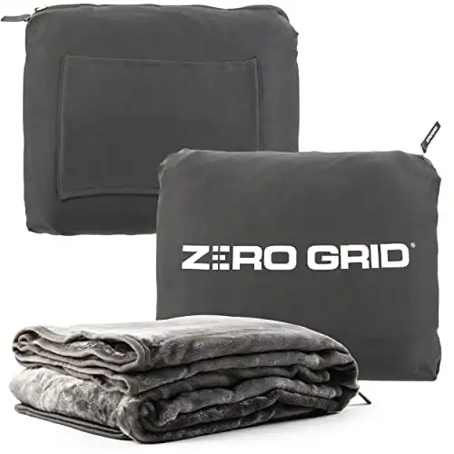 Zero Grid Premium Lightweight Wearable Super Soft Travel Blanket and Pillow Set