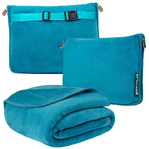 PAVILIA Travel Blanket Pillow 2-IN-1 Combo Set