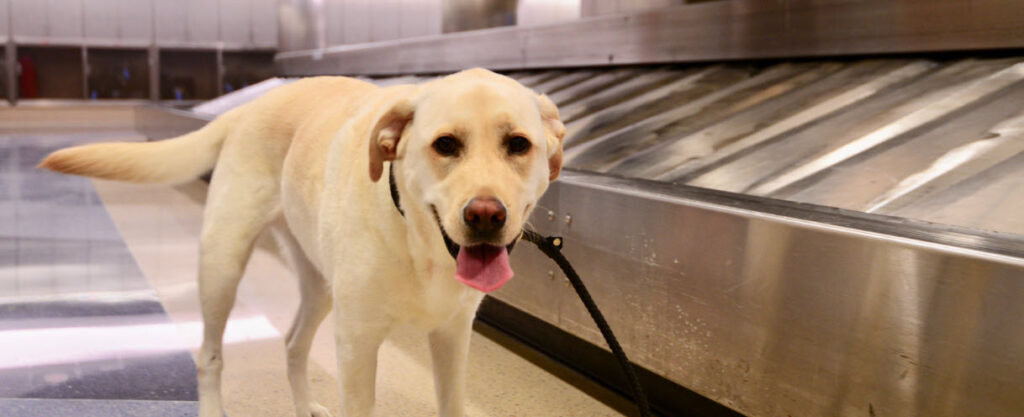 Tips for Flying with Dogs - dog at airport